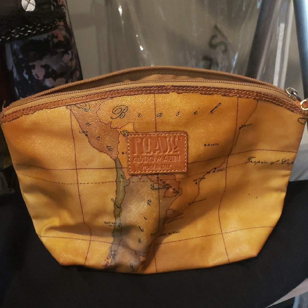 Brown Map Print Men's Bag
